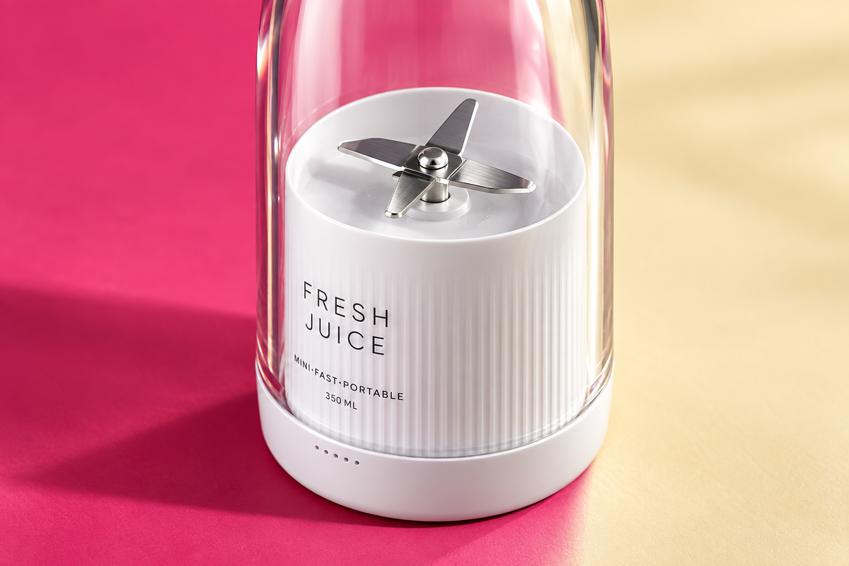 Vue rapprochée des lames et du contenant du blender Yumy.